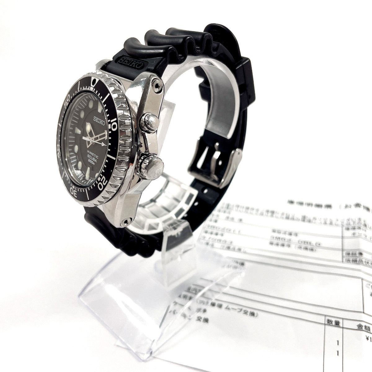 【二次電池新品】完動 SEIKO KINETIC SCUBA 5M62-0BL0 二次電池新品】完動美品 SEIKO KINETICダイバー 5M62-0BL0