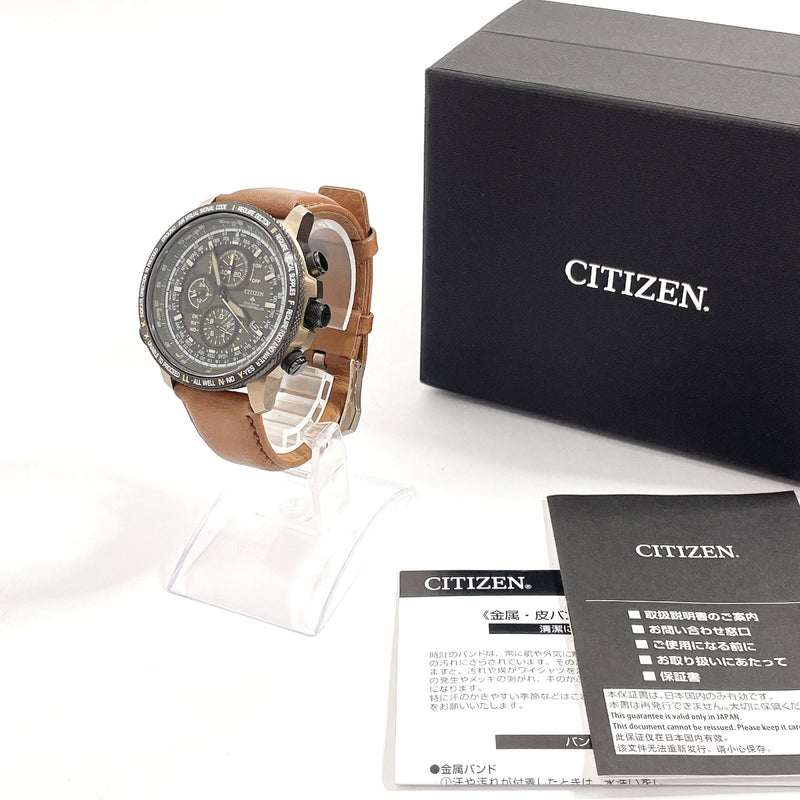 CITIZEN Watches AT8194-11X Promaster Eco Drive SKY series Stainless Steel/leather khaki khaki mens Used