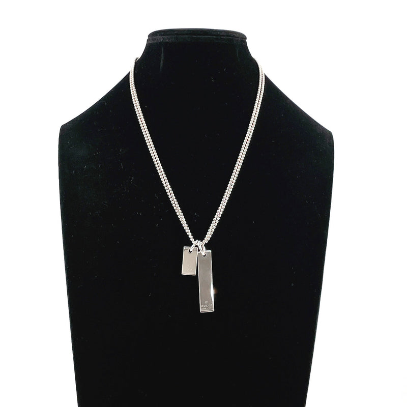 GUCCI Necklace plate Double chain Silver925 Silver unisex Second hand