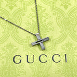 GUCCI Necklace Cutout G cloth Silver925 Black unisex Second hand