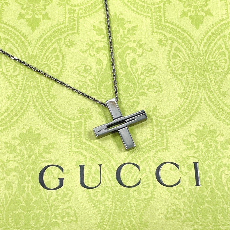 GUCCI Necklace Cutout G cloth Silver925 Black unisex Second hand