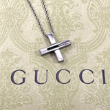 GUCCI Necklace Cross Cutout G Black rhodium plating Silver925 Black unisex Used