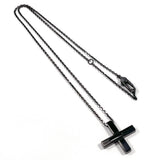 GUCCI Necklace Cutout G cloth Silver925 Black unisex Second hand