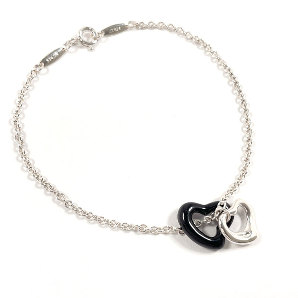 TIFFANY&Co. bracelet Open heart Elsa Peretti Silver925/Black Jade Silver Silver Women Used