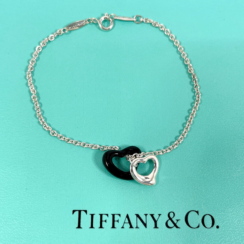 TIFFANY&Co. bracelet Open heart Elsa Peretti Silver925/Black Jade Silver Silver Women Used