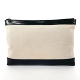 BALENCIAGA Clutch bag 373834 Navy clip M canvas/leather beige beige unisex Used