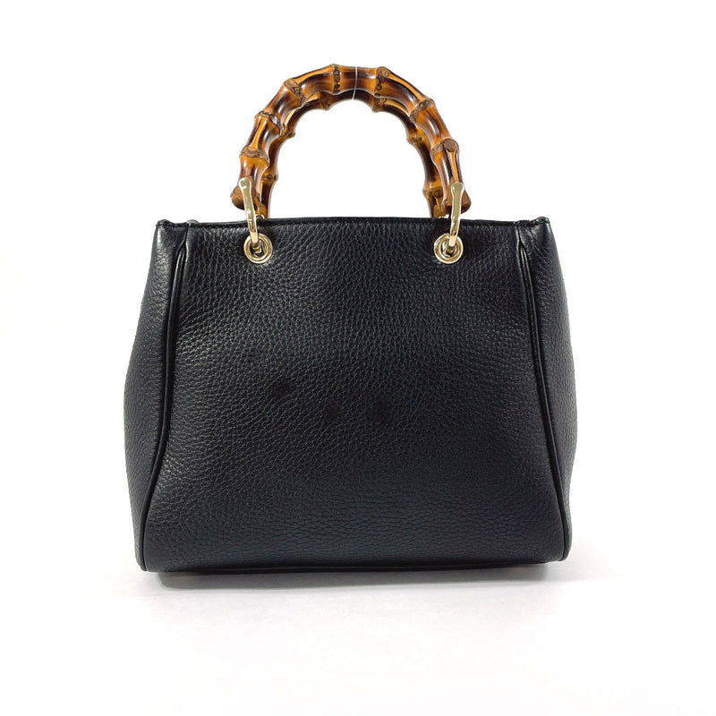 GUCCI Handbag 368823 Bamboo mini shopper 2WAY leather Black Women Used