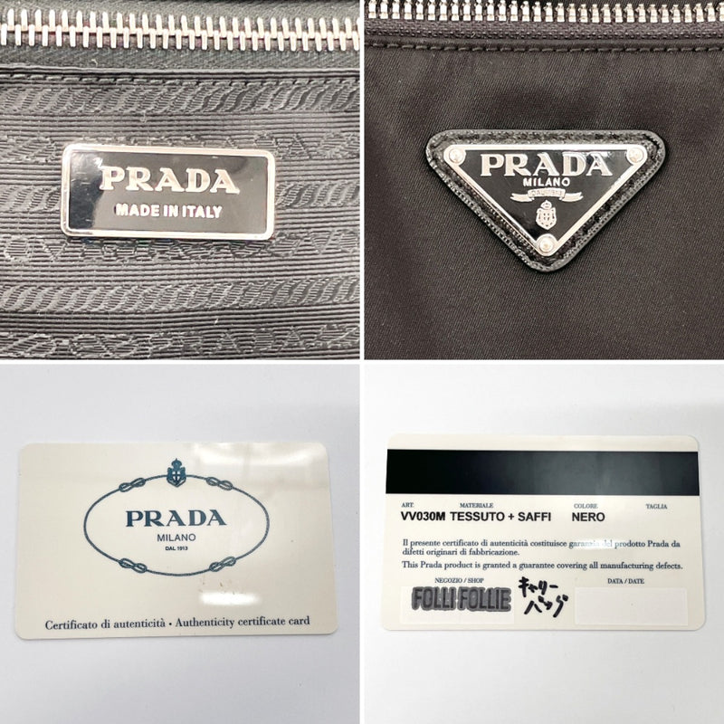 PRADA suitcase VV030M Nylon/Safiano leather Black unisex Used