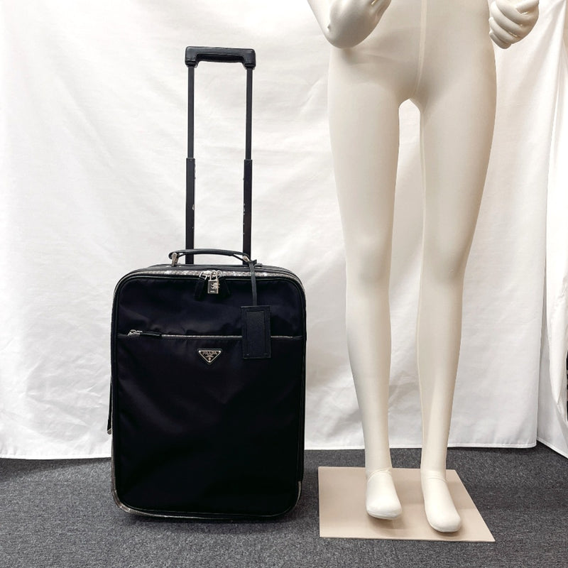 PRADA suitcase VV030M Nylon/Safiano leather Black unisex Used