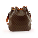 CELINE Shoulder Bag Macadam drawstring PVC/leather Brown Women Used