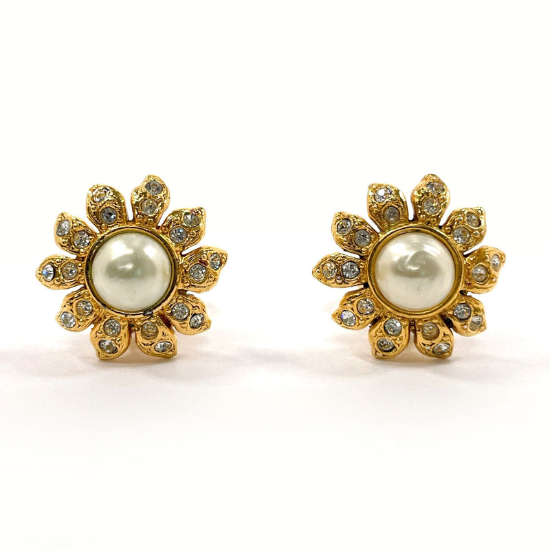 CHANEL Earring flour metal/Fake pearl gold Women Used