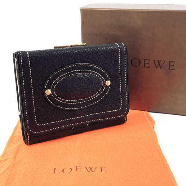 LOEWE wallet purse with a clasp anagram leather Black Women Used