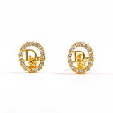 Christian Dior Earring logo vintage Gold Plated/Rhinestone gold Women