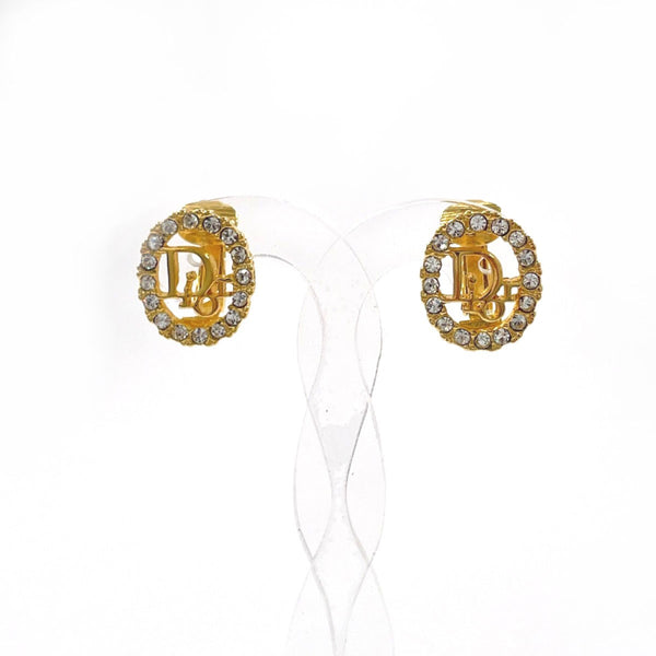 Christian Dior Earring logo Gold Plated/Rhinestone gold Women Second hand