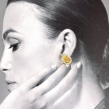 Christian Dior Earring logo vintage Gold Plated/Rhinestone gold Women