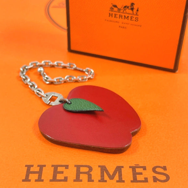 HERMES charm Apple leather Red Women Used