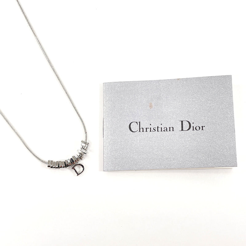 Christian Dior Necklace D logo metal Silver Women Used