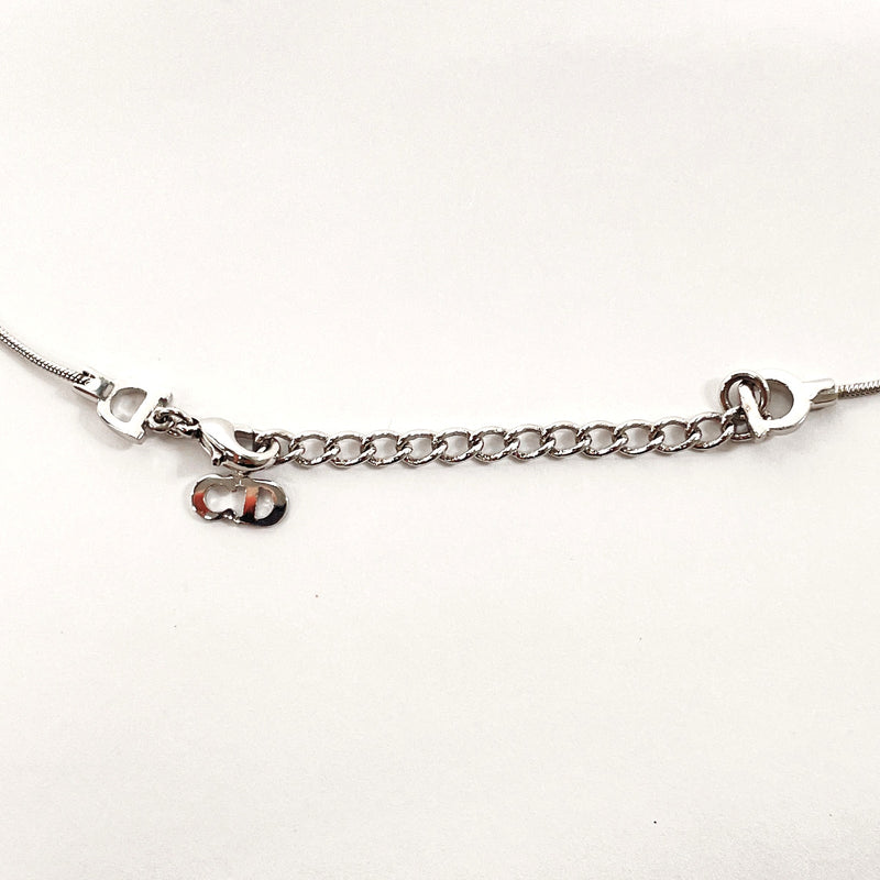 Christian Dior Necklace D logo metal Silver Women Used