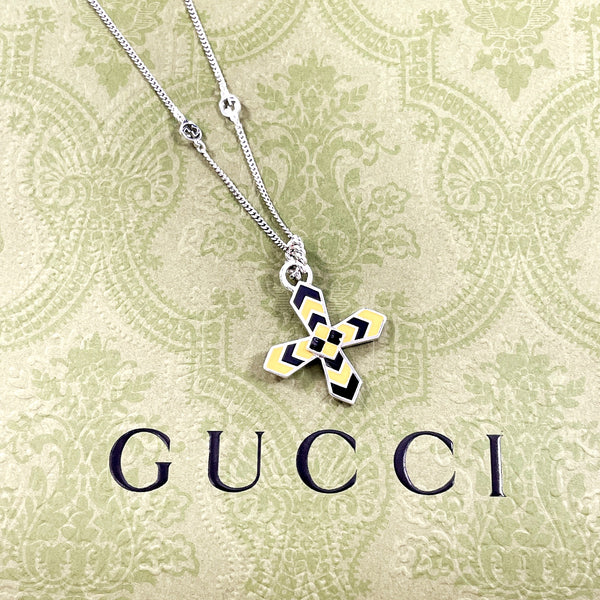 GUCCI Necklace Cross GG Silver925 Silver unisex Used