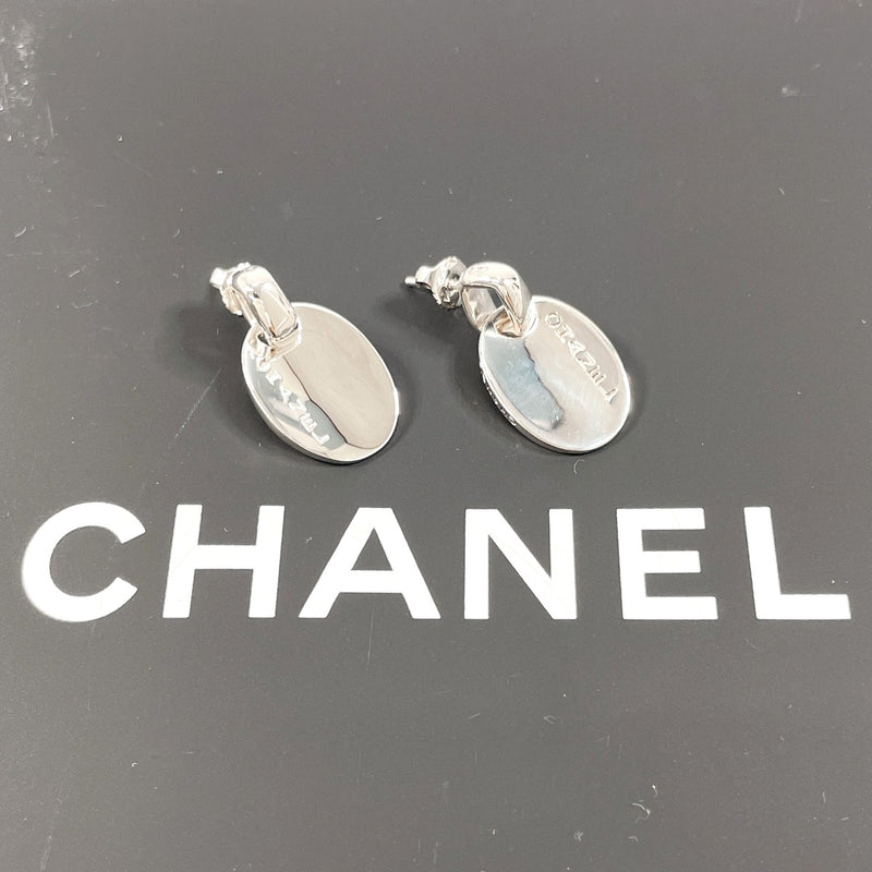 CHANEL earring oval with logo Silver925 Silver Women Used