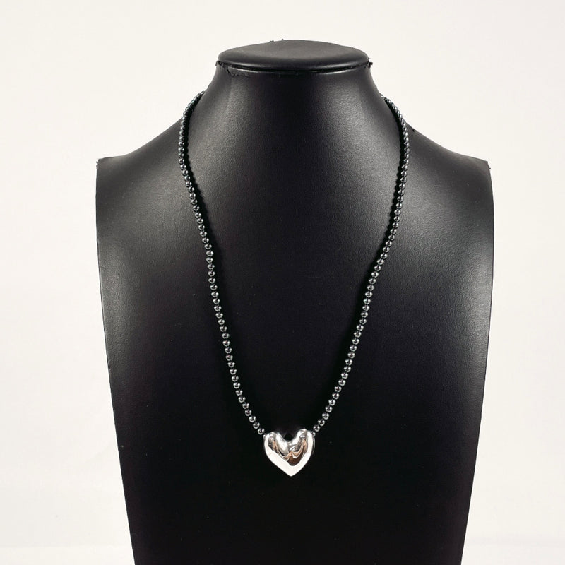 Georg Jensen Necklace Heart motif Silver925/Hematite Silver Silver Women Used