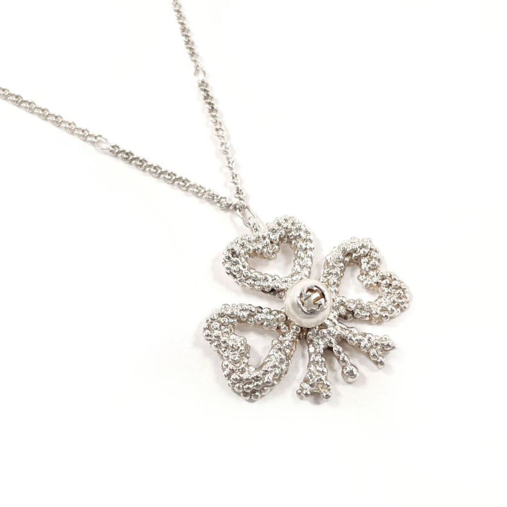 GUCCI Necklace Clover heart Silver925/Fake pearl Silver Women