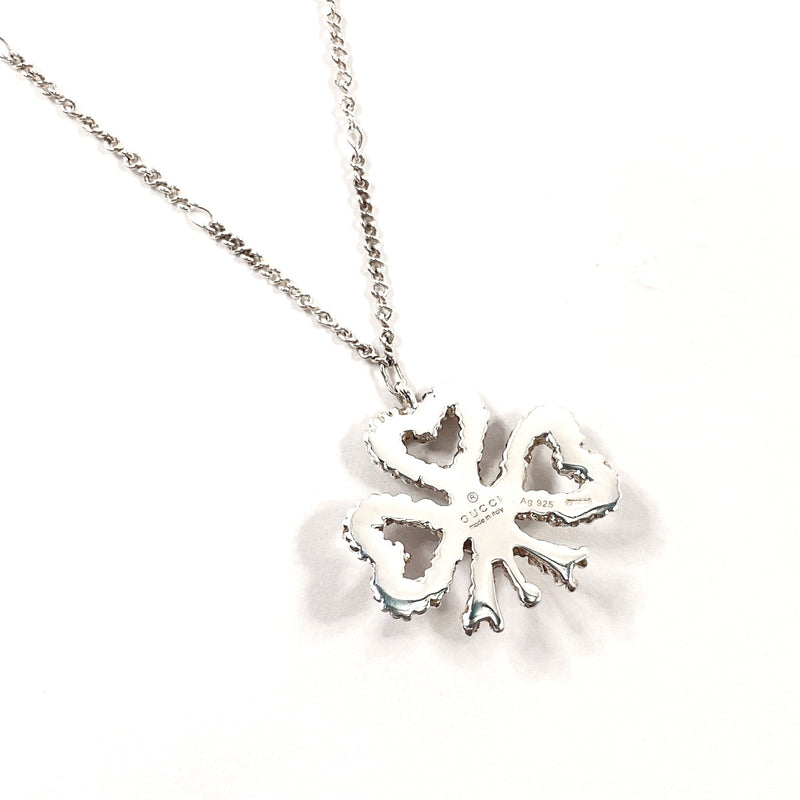 GUCCI Necklace Clover heart Silver925/Fake pearl Silver Women Second hand