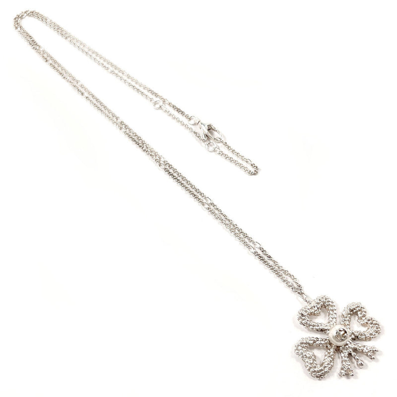 GUCCI Necklace Clover heart Silver925/Fake pearl Silver Women Second hand