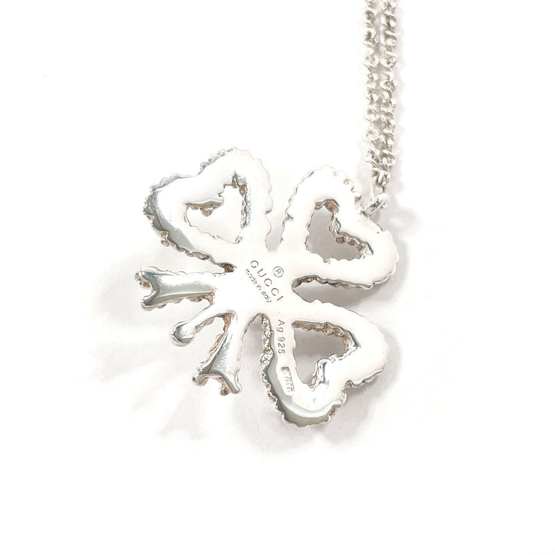 GUCCI Necklace Clover heart Silver925/Fake pearl Silver Women Second hand