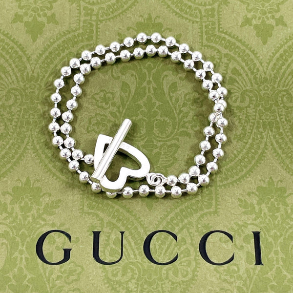 GUCCI bracelet Ball chain heart Silver925 Silver Women Used