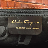 Salvatore Ferragamo Shoulder Bag Gancini Embossed crocodile leather Brown Women Used