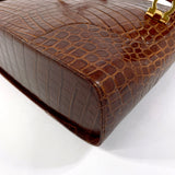 Salvatore Ferragamo Shoulder Bag Gancini Embossed crocodile leather Brown Women Used