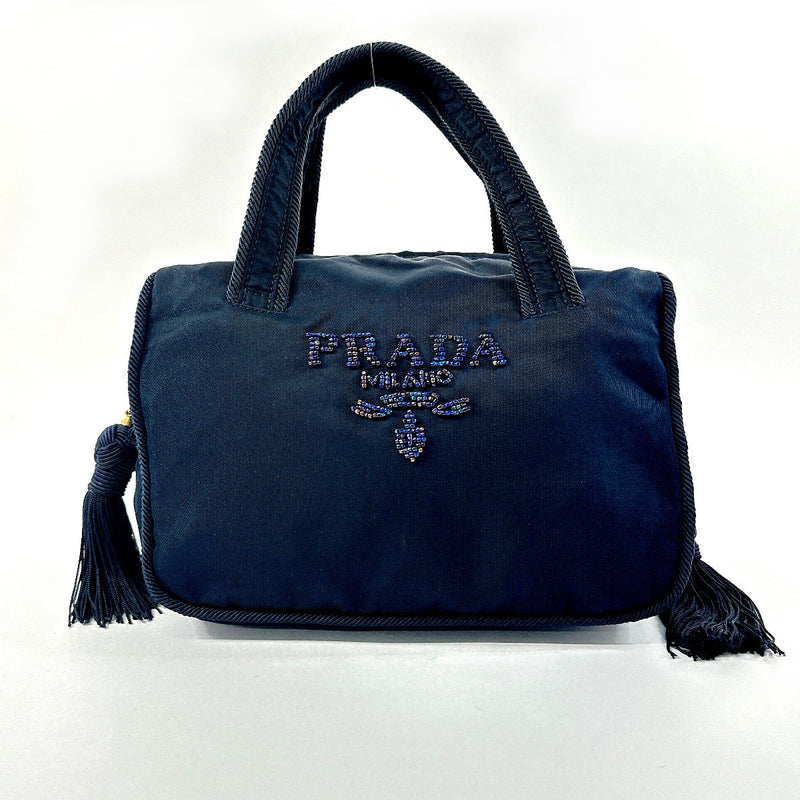 PRADA Handbag beads Nylon Navy Women Used