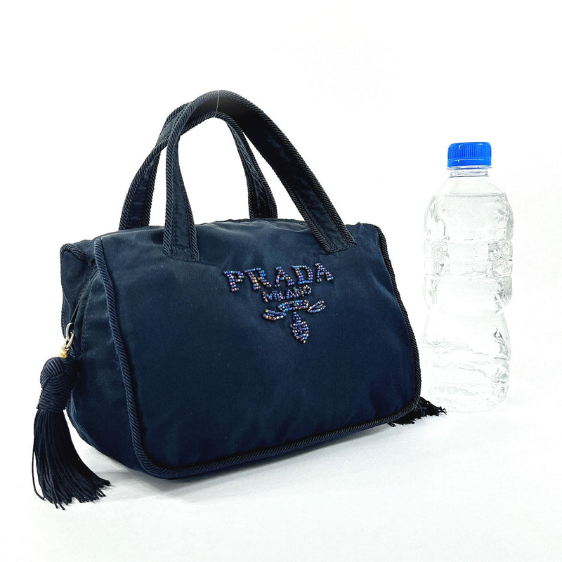 PRADA Handbag beads Nylon Navy Women Used