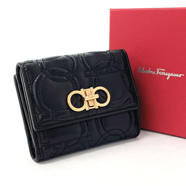 Salvatore Ferragamo wallet Gancini leather Black Women Used