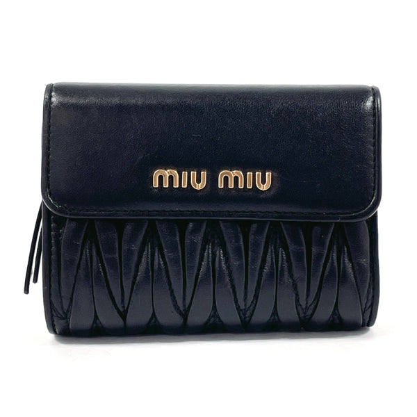 MIU MIU wallet 5ML002 Materasse leather Black Women Used