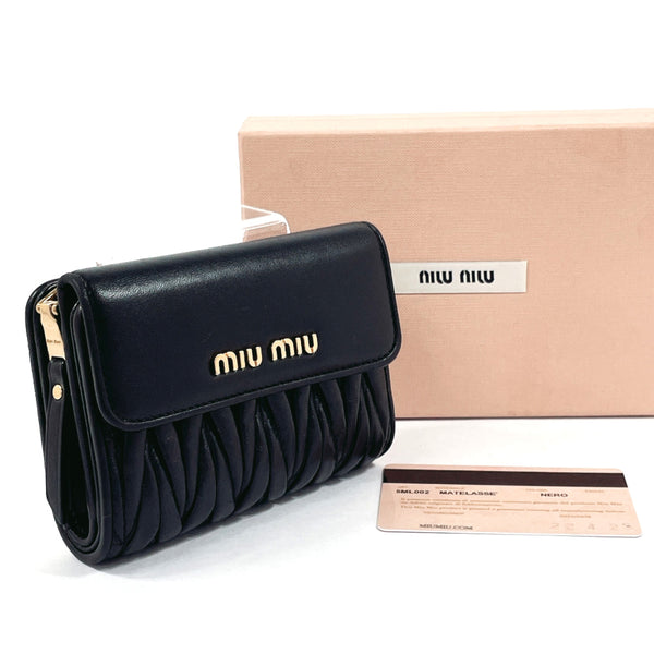 MIU MIU wallet 5ML002 Materasse leather Black Women Used