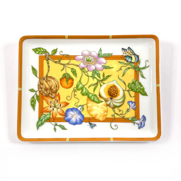 HERMES Tableware Siesta Square plate Porcelain Orange Orange unisex Second hand