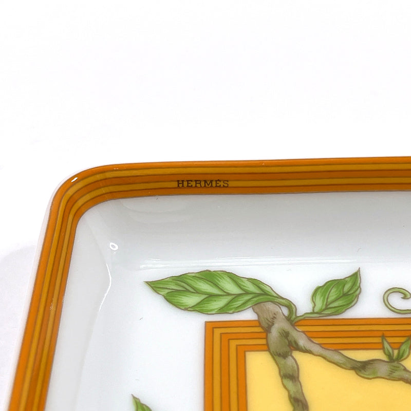 HERMES Tableware Siesta Square plate Porcelain Orange Orange unisex Used