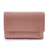 LOEWE Tri-fold wallet Compact wallet linen leather pink Women Second hand