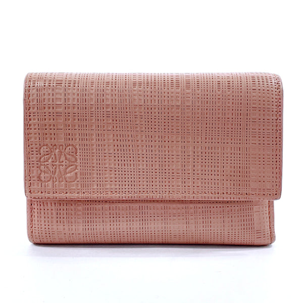 LOEWE Tri-fold wallet Compact wallet linen leather pink Women Second hand