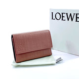 LOEWE Tri-fold wallet Compact wallet linen leather pink Women Used