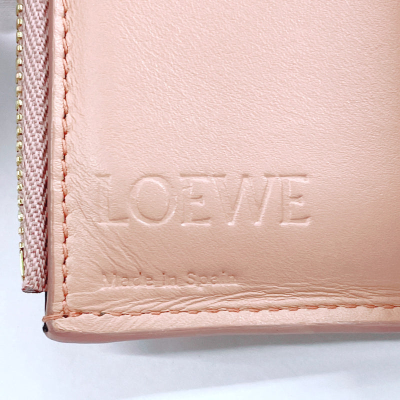 LOEWE Tri-fold wallet Compact wallet linen leather pink Women Used