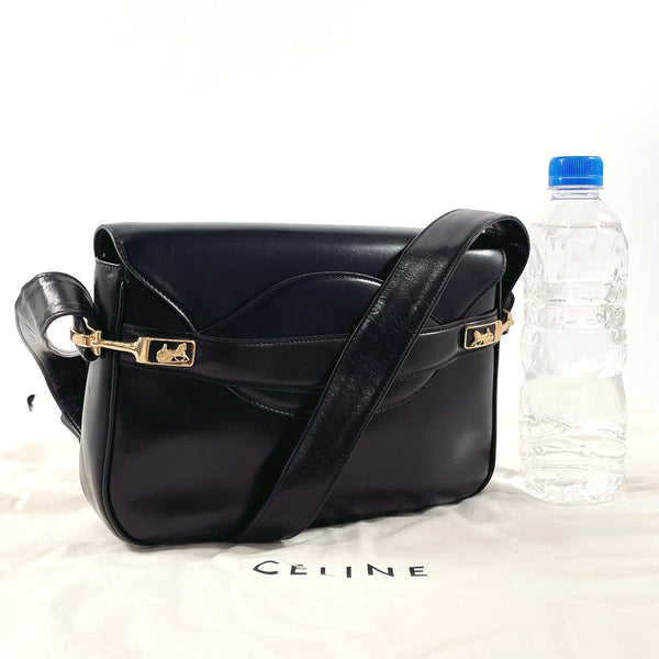 CELINE Shoulder Bag Carriage hardware leather Black Women Second hand