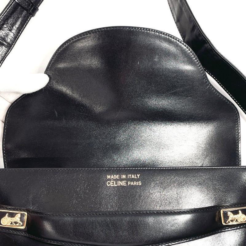 CELINE Shoulder Bag Carriage hardware leather Black Women Used