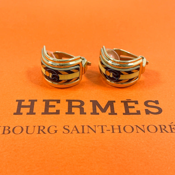 HERMES Earring Emaille Shippo metal gold gold Women Used