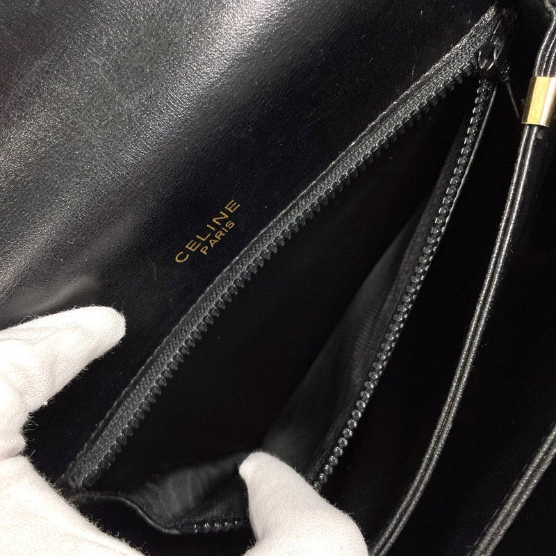 CELINE Shoulder Bag Carriage hardware vintage leather Black Women Used