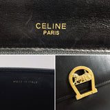 CELINE Shoulder Bag Carriage hardware vintage leather Black Women Used