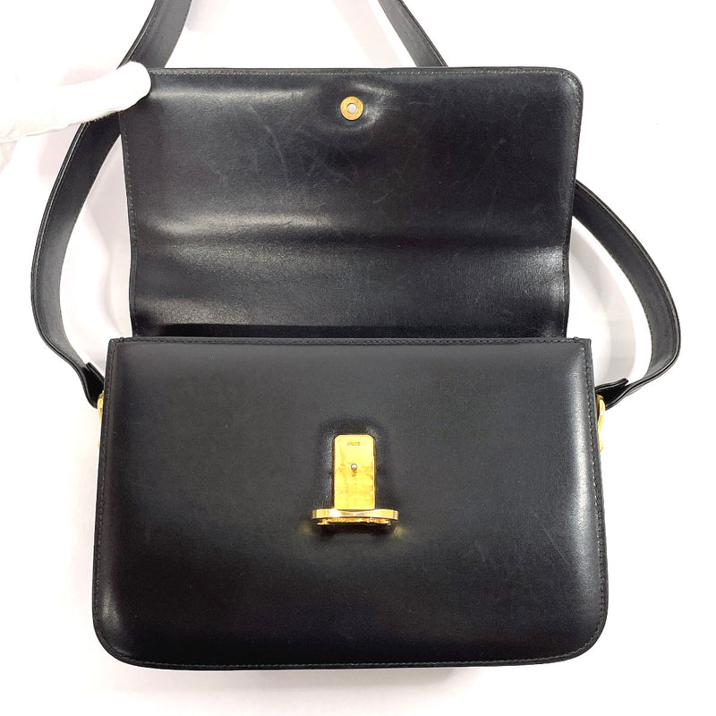 CELINE Shoulder Bag Carriage hardware vintage leather Black Women Used