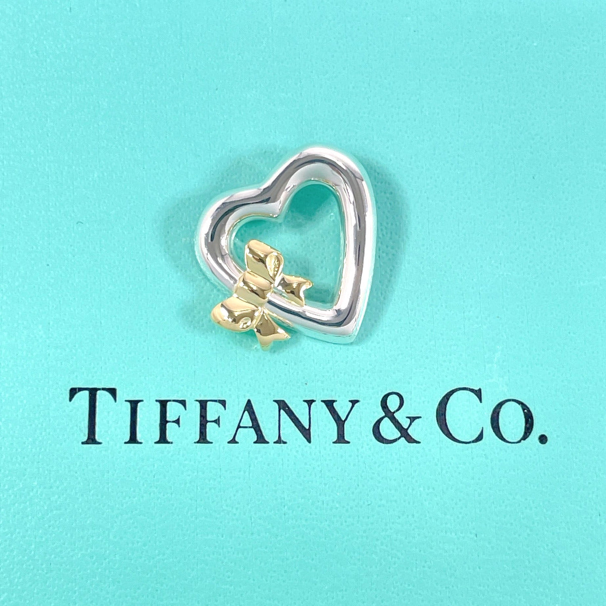 TIFFANY&Co. Pendant top Heart ribbon Silver925/K18 yellow